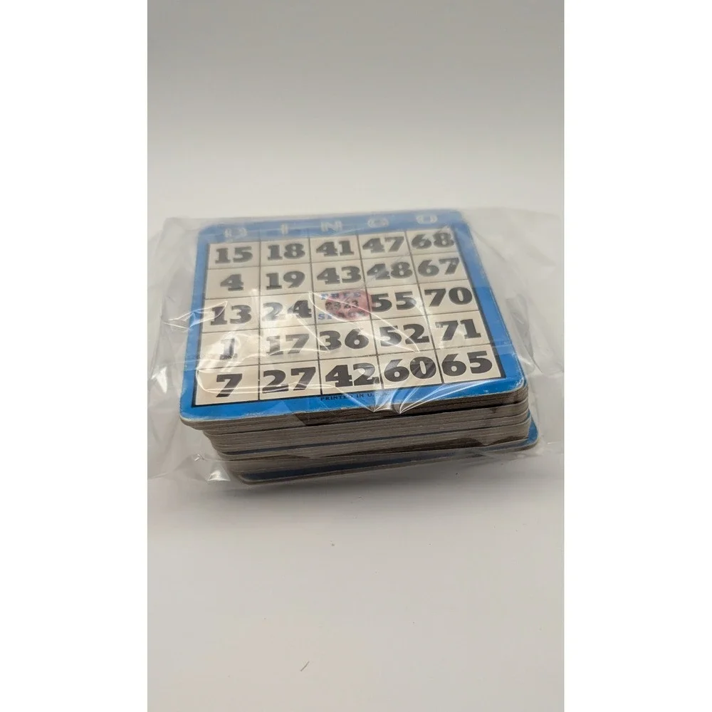 Vintage Blue White Bingo Cards Heavy Cardboard Lot of 17‎ Retro Printed in USA